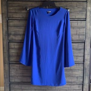 Long sleeves blue cute short dress